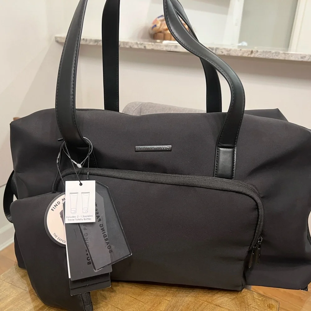 Men's Black boarding pass duffle Travel Bag suitcase